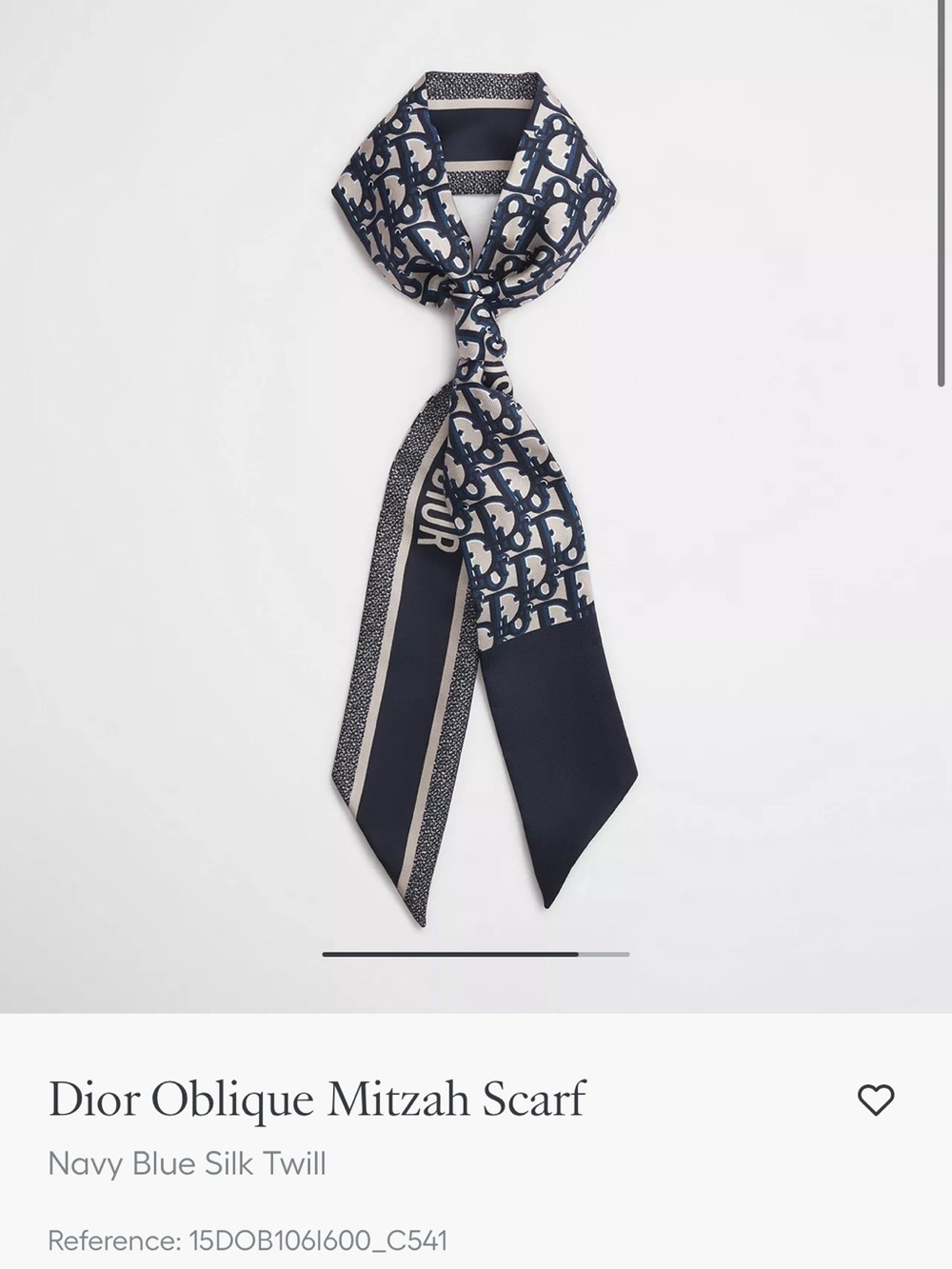 Dior Oblique Mitzah Scarf in Navy and White - Picture 7 of 7